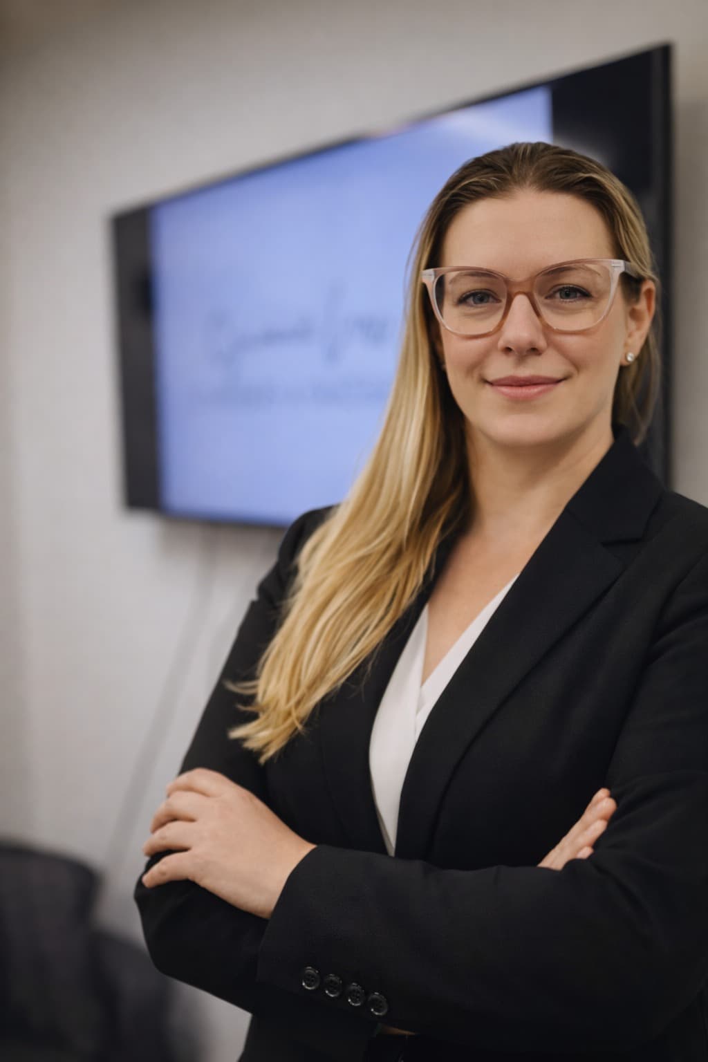 Giovana Lass em retrato profissional na seção de formação